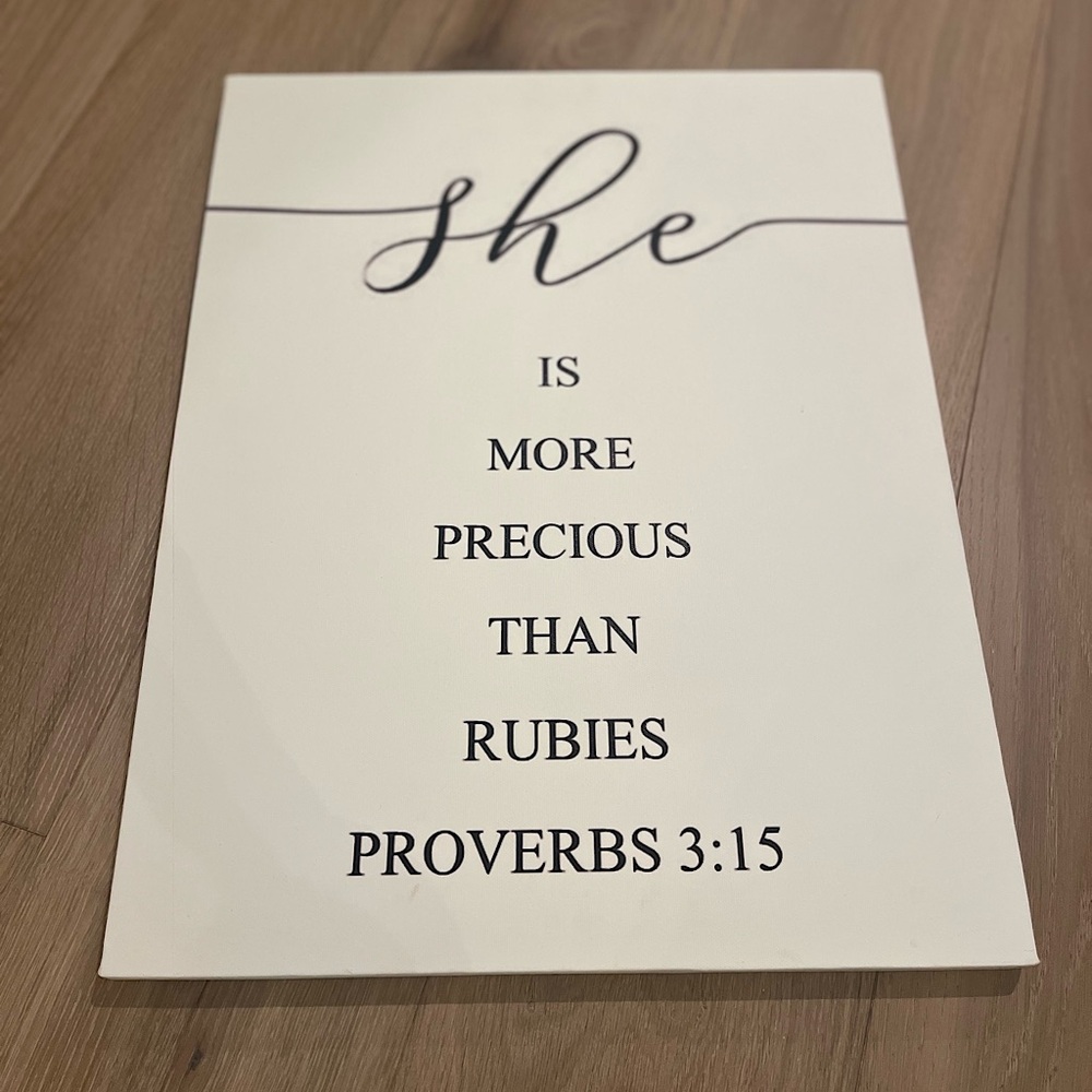 She is More Precious than Rubies - Canvas Art - Bible Verse Scripture